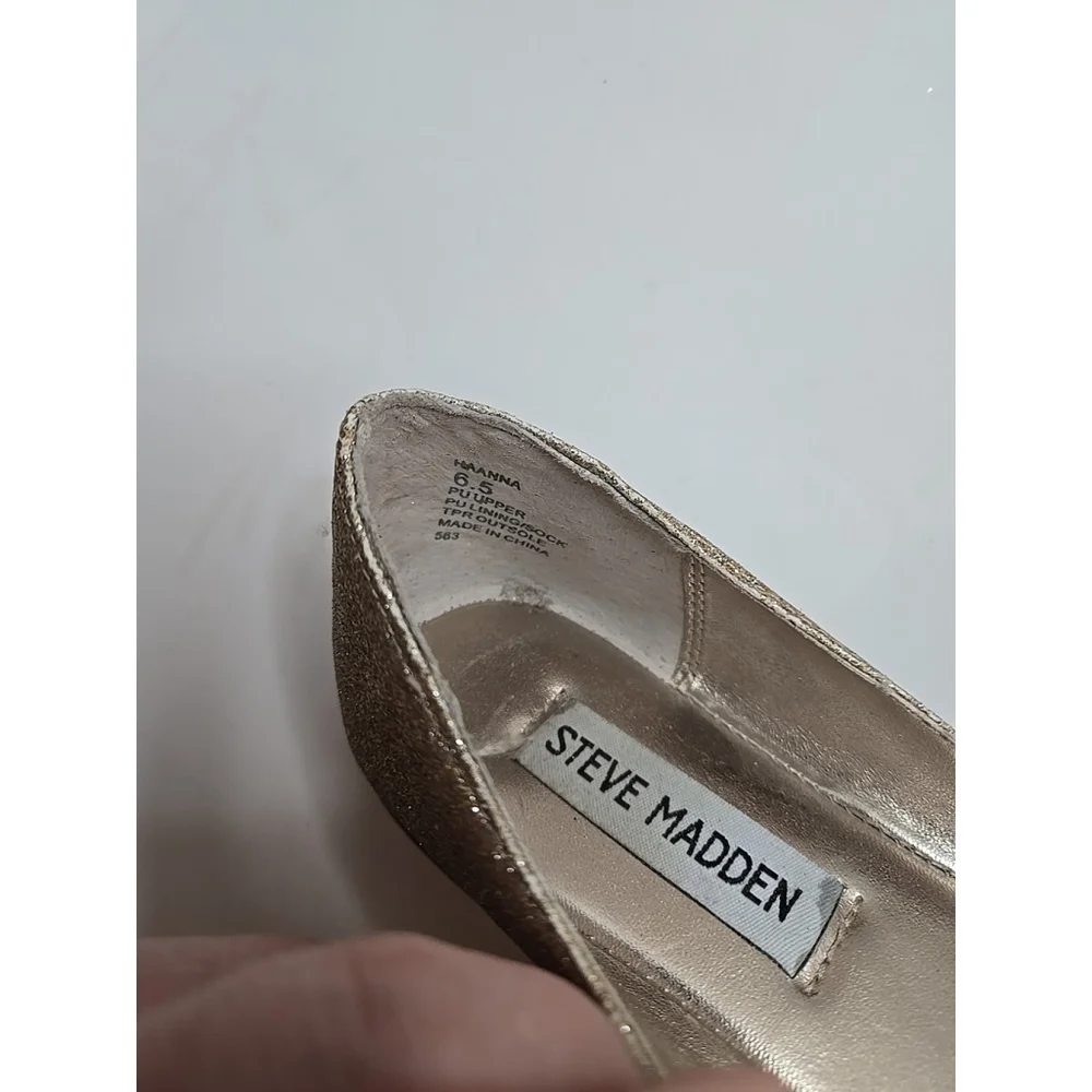 Steve Madden Women's Gold Glitter Pointed-Toe Ballet Flat Size 6.5 - Picture 6 of 7